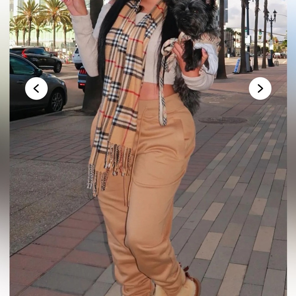 Women's Tan Jogger Pants - Picture 7 of 8